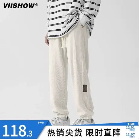 VIISHOW灯芯绒裤子男港风潮流束腿休闲长裤冬高街潮牌宽松束脚裤商品大图