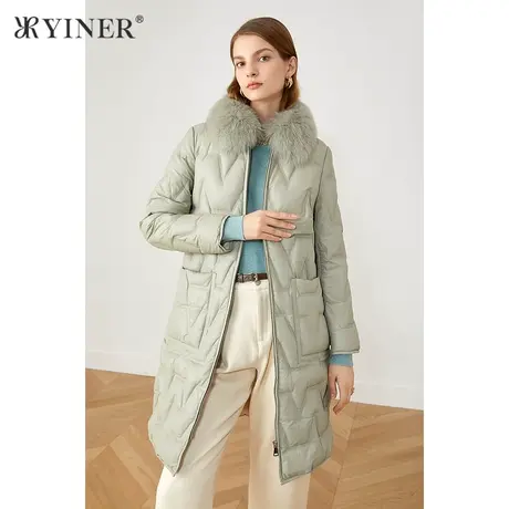 *YINER音儿奥莱女装冬季狐狸毛领真皮羽绒服图片