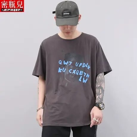 密瓶儿肥老t恤潮流夏季男士大码胖子上衣男青少年体恤短袖男宽松商品大图
