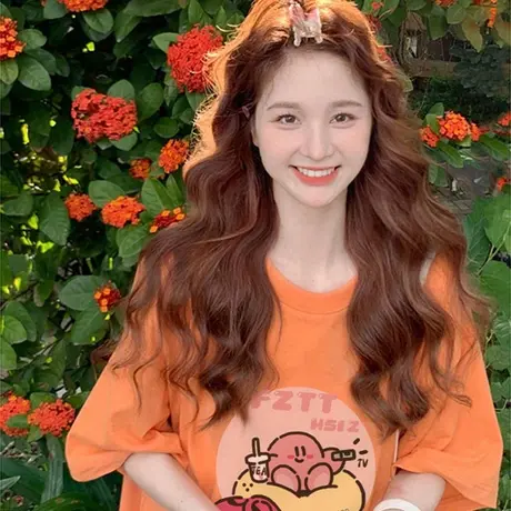 橘色短袖t恤女ins潮牌设计感小众夏季新款2023宽松小个子半袖上衣商品大图