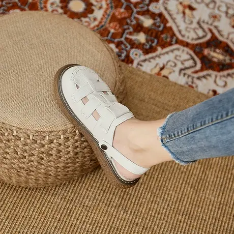 包头编织厚底罗马凉鞋女款2024年新款夏季百搭外穿凉拖鞋两穿半拖商品大图