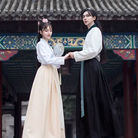 知许 如梦霓裳原创汉服情侣款小袖交领襦裙一片式下裙春夏季日常商品大图