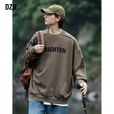 青少年春季圆领卫衣男潮牌宽松美式印花上衣2024新款长袖t恤春装商品大图