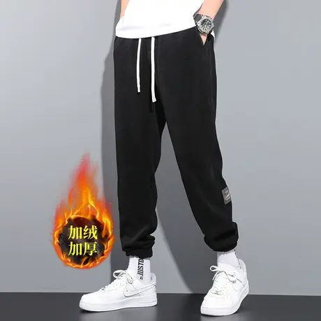 灯芯绒卫裤男春秋男裤痞帅九分裤子2023新款冬款加绒哈伦裤休闲裤图片