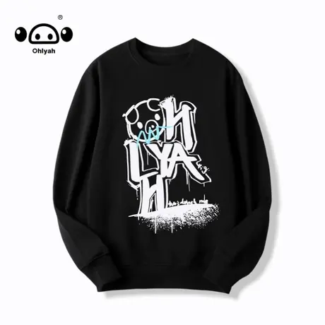 黑色秋季圆领卫衣女简约宽松长袖潮流百搭闺蜜情侣外套班服定制商品大图