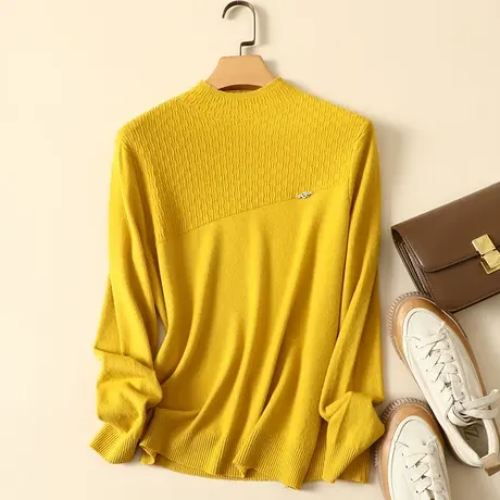 清仓！半高领毛衣套头打底衫女秋冬新款内搭宽松百搭洋气针织衫女商品大图