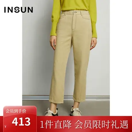 恩裳商场同款冬季时尚纯色宽松纯棉小脚裤牛仔裤女商品大图