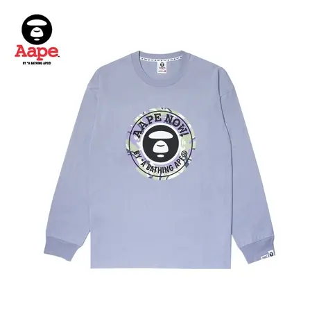 Aape旗舰店男装秋冬猿颜迷彩图案字母印花潮流休闲长袖T恤1380XXL商品大图