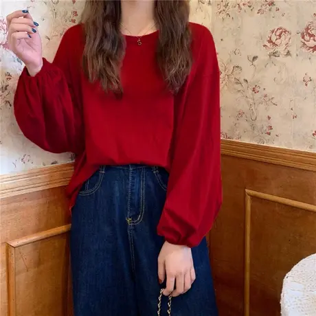 2023年春秋新款设计感短款宽松长袖T恤女装早秋季别致上衣服潮ins商品大图