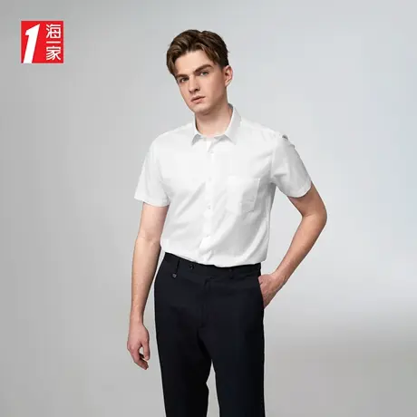 海一家商务易打理短衬2023夏季新款职业正装舒适透气短袖衬衫男商品大图