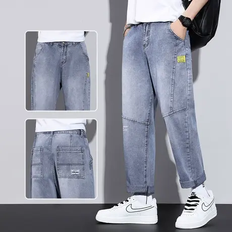 秋季春秋款广州新塘镇牛仔裤男士直筒宽松阔腿休闲男裤子潮牌男生图片