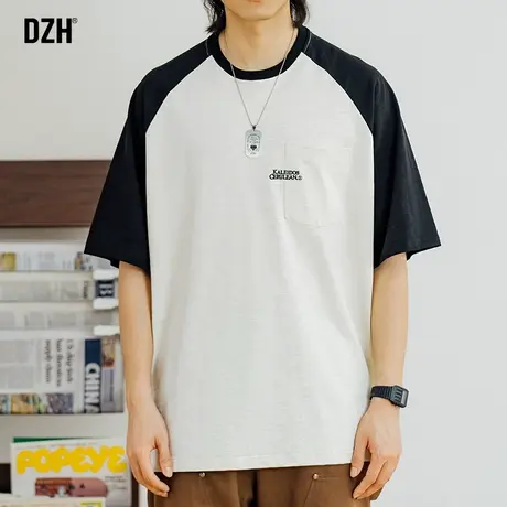 男生刺绣t恤男短袖美式纯棉潮牌百搭男装2023年新款夏季半袖上衣商品大图