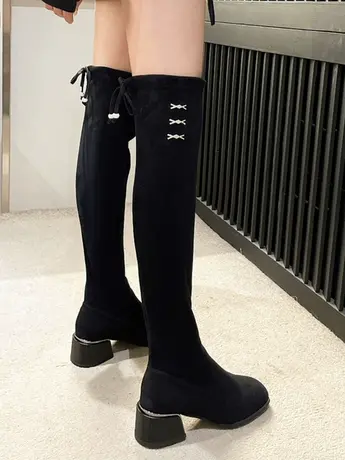 过膝靴长靴女2023秋冬季新款长筒靴骑士女鞋马丁鞋子弹力高筒靴子商品大图