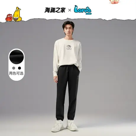 HLA/海澜之家【爆笑虫子联名】休闲裤2023秋松紧腰宽松卫裤男商品大图