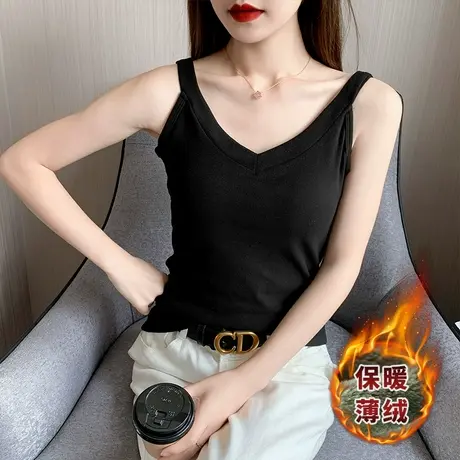 v领背心女吊带保暖秋冬季加绒加厚内搭显瘦新款2023上衣打底图片