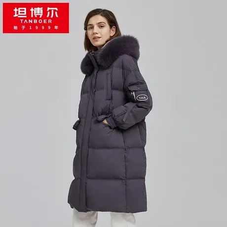 【商场同款】坦博尔羽绒服女冬中长款大毛领保暖外套TB211720商品大图