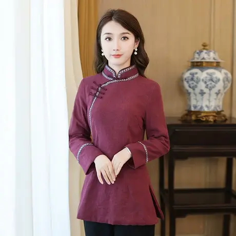 筠雅改良唐装棉袄中式棉服女款冬季加厚盘扣棉衣外套中国风女装商品大图