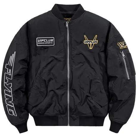 VIP冬季棉衣男飞行员夹克加厚棒球领赛车服oversize外套刺绣棉服商品大图