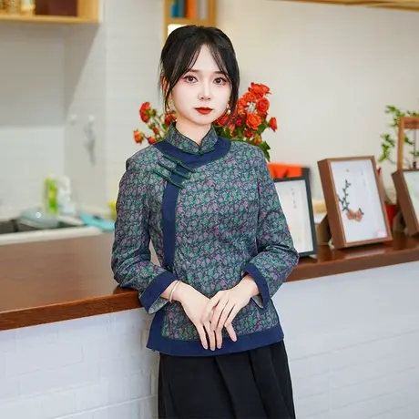 筠雅春季新款中国风唐装上衣修身显瘦款气质减龄新中式女装25J040商品大图