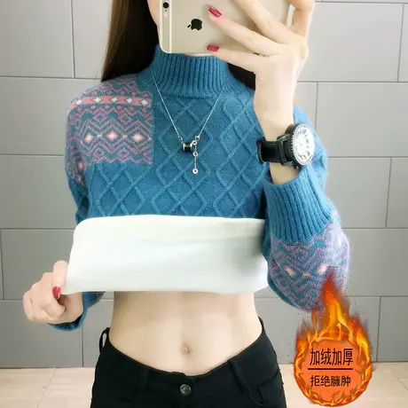 女士加绒毛衣女加厚2023年新款爆款时尚洋气保暖打底衫女外穿秋冬图片