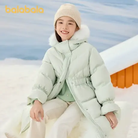 【商场同款】巴拉巴拉童装儿童羽绒服女童冬季中长款收腰加厚外套商品大图