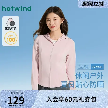 热风女士连帽防晒衣2025年夏季新款修身防晒外套户外凉感防晒服商品大图