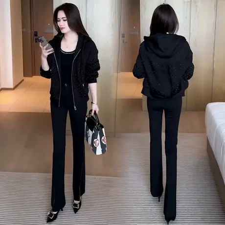拉夏贝尔休闲短款外套女秋2025新款宽松显瘦夹克衫洋气百搭连帽衣图片