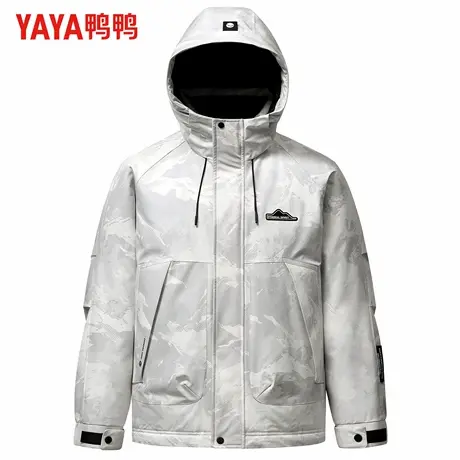 鸭鸭情侣款羽绒服男2025冬季新品时尚潮流加厚连帽工装风迷彩外套商品大图
