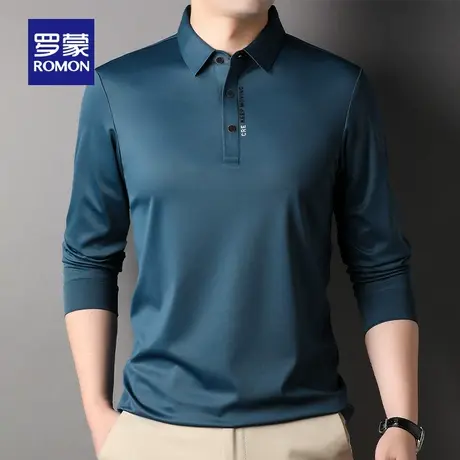 【秒杀清仓】罗蒙长袖POLO衫男2023春季新款中青年休闲打底T恤衫图片
