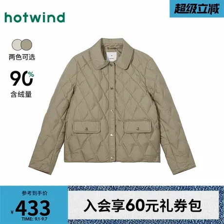 热风2025年冬季新款女士翻领羽绒服高含绒量轻盈柔软亲肤舒适商品大图