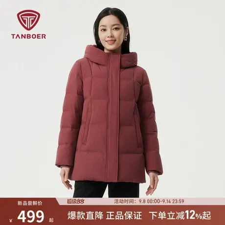 坦博尔中老年冬季新款羽绒服女妈妈款加厚新年红色中老年保暖外套图片