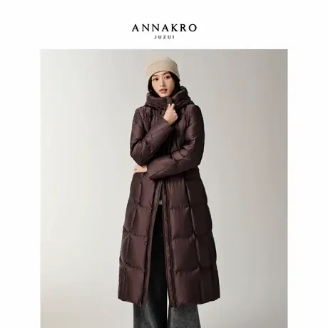 【云朵泡芙】玖姿安娜蔻简约优雅连帽收腰鹅绒羽绒女2025冬季新款商品大图