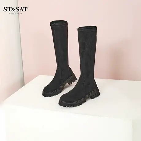 星期六高筒靴女2022年新款瘦瘦靴厚底弹力靴不过膝长靴SS24117446商品大图