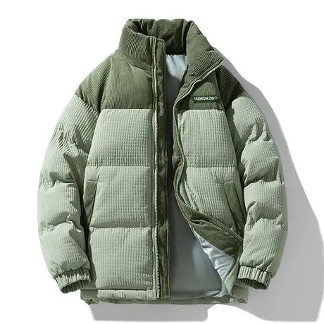 拼料撞色羽绒棉服男士冬季新款加厚保暖潮百搭运动外套棉衣棉袄子图片