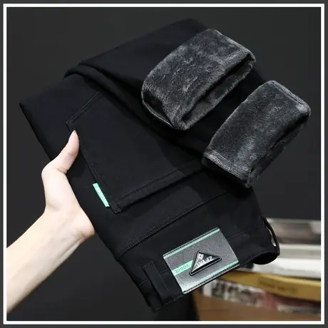 冬季大码加绒加厚休闲牛仔裤子秋冬款男装防寒保温西裤2023年新款商品大图