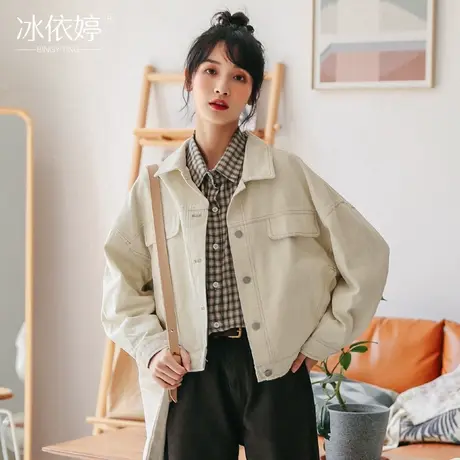 春秋装小个子短款牛仔外套女宽松韩版bf风港味工装夹克学生百搭潮图片