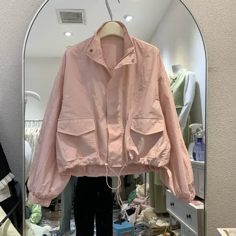 享永子韩版宽松休闲立领短外套女春季新款轻薄百搭上衣夏2023新款商品大图