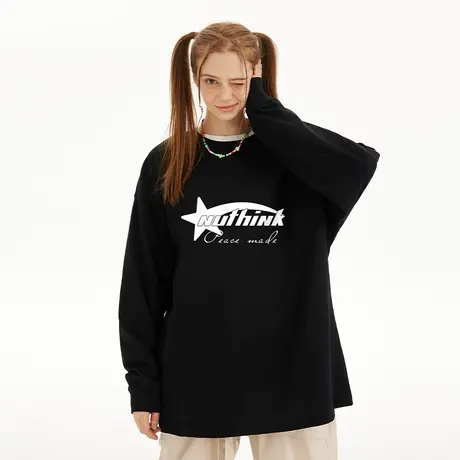 Nuthink欧美高街长袖t恤男春季中性风潮牌ins宽松oversize上衣潮商品大图