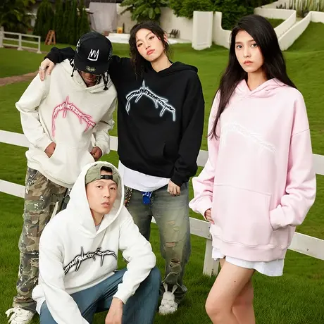 nuthink美式宽松字母潮牌直喷连帽卫衣春季男潮情侣潮流大码外套商品大图