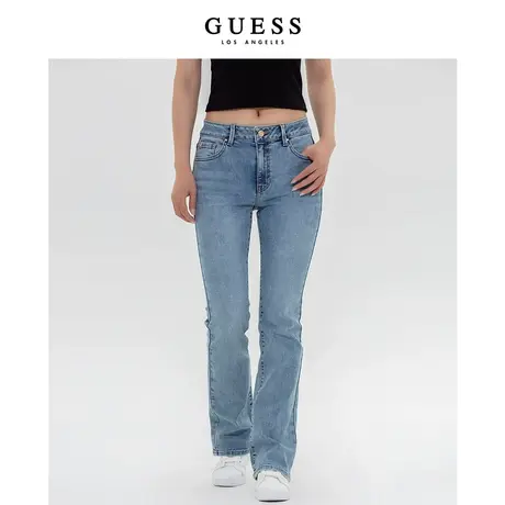 【38上新季】GUESS 女士复古蓝高腰修身显瘦直筒阔腿牛仔裤长裤商品大图