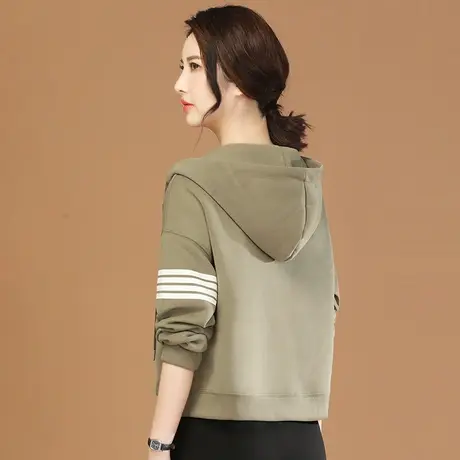 韩潮袭人连帽条纹开衫卫衣外套女2023秋季新款宽松休闲夹克棒球服图片