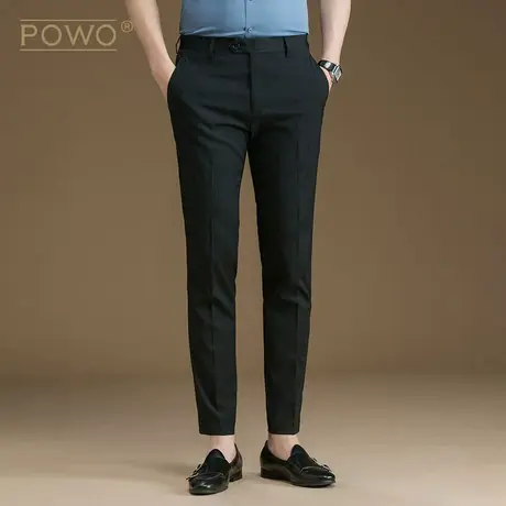 男士西裤春夏商务休闲条纹直筒男装长裤子韩版修身坠感灰色西装裤商品大图