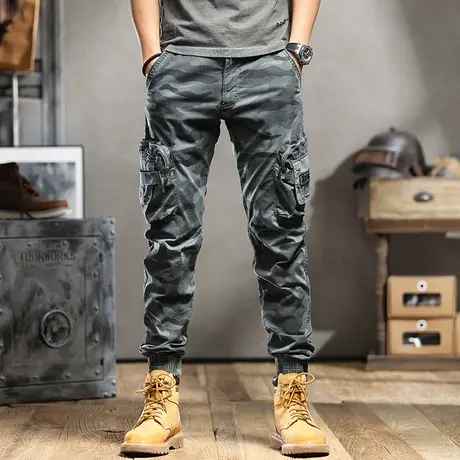 2022新款重磅迷彩工装裤男潮牌休闲裤耐磨高端运动束脚裤秋季百搭商品大图