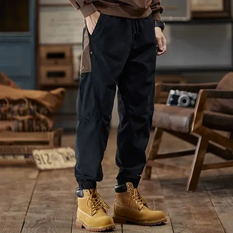 秋冬时尚潮流男士纯色直筒休闲裤百搭工装裤宽松大码舒适长裤商品大图