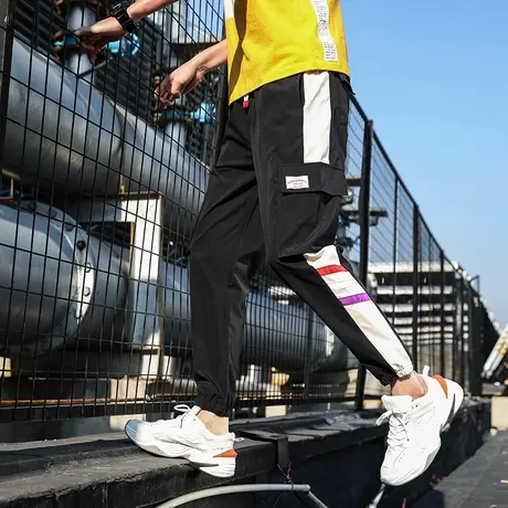 工装裤男宽松大码秋冬款加绒青少年胖子束脚运动休闲裤子男款冬季商品大图