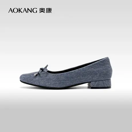 【雅致花语】奥康女鞋 新款优雅气质单鞋蝴蝶结平底通勤商品大图