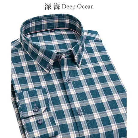 深海磨毛格子衬衫男长袖保暖商务休闲男士衬衣潮流寸青年男装秋季商品大图
