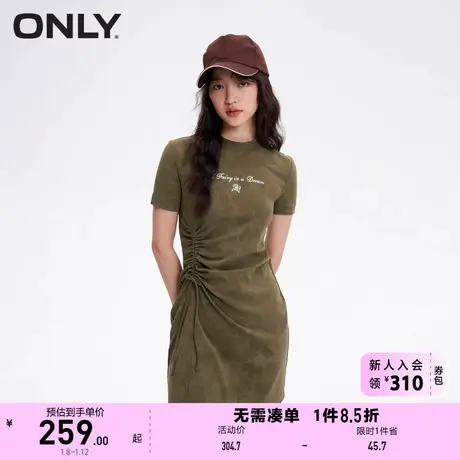 ONLY奥莱春季新款百搭圆领字母刺绣A字短款连衣裙女图片