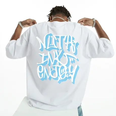 Nuthink欧美西海岸潮流短袖T恤男款夏季中性风高街大码宽松半袖商品大图