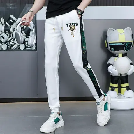 刺绣小脚休闲裤男士春秋季潮牌束脚运动卫裤子高端百搭抽绳春装新图片